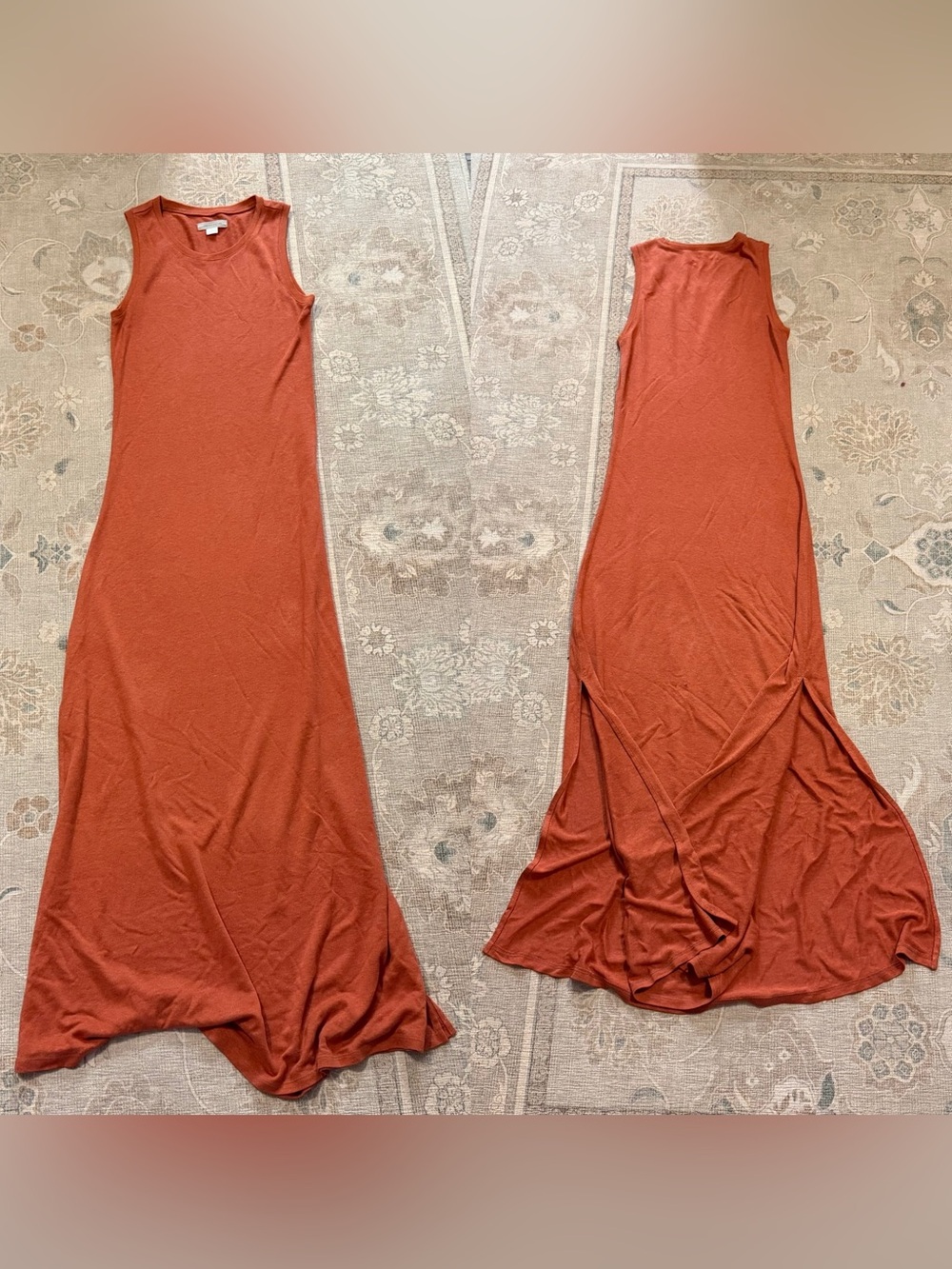 Outerknown sleeveless tank maxi dress in rust orange women's size small